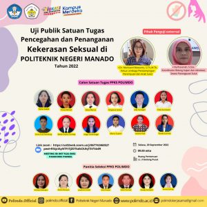 Uji Publik Satuan Tugas Pencegahan & Penanganan Kekerasan Seksual Politeknik Negeri Manado Tahun 2022